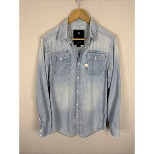 G-Star Raw Chambray Dot Button Up Shirt Blue Small Workwear Denim Style
